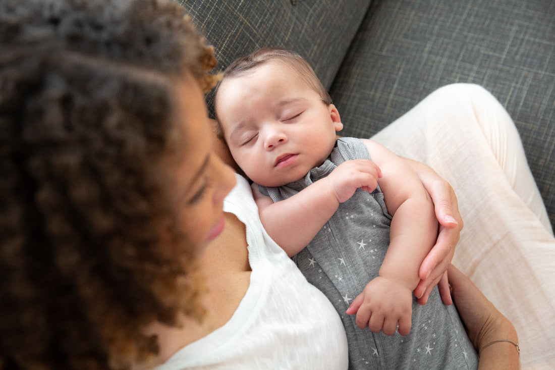 Baby sleeps on body