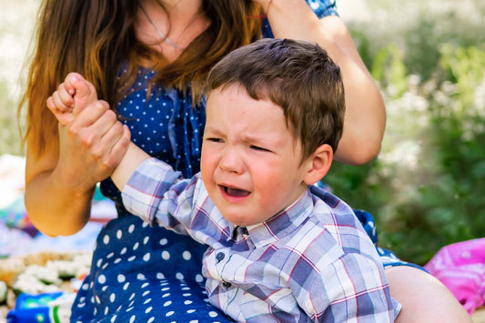 Mum and crying toddler